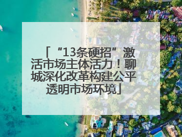 “13条硬招”激活市场主体活力！聊城深化改革构建公平透明市场环境