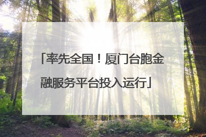 率先全国！厦门台胞金融服务平台投入运行