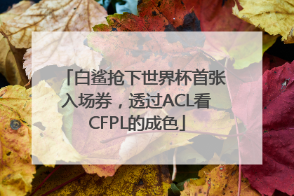 白鲨抢下世界杯首张入场券，透过ACL看CFPL的成色