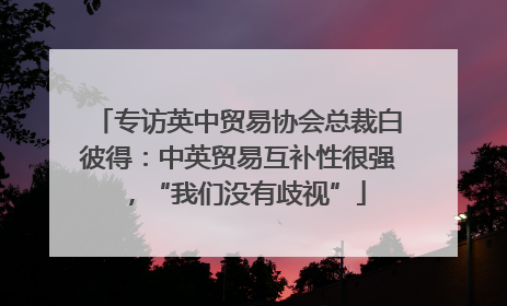 专访英中贸易协会总裁白彼得：中英贸易互补性很强，“我们没有歧视”