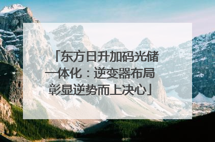 东方日升加码光储一体化：逆变器布局彰显逆势而上决心