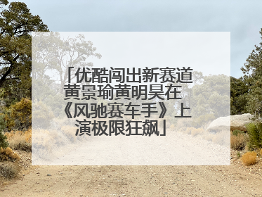 优酷闯出新赛道 黄景瑜黄明昊在《风驰赛车手》上演极限狂飙