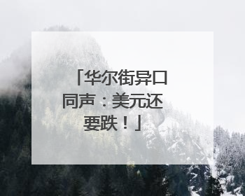 华尔街异口同声：美元还要跌！