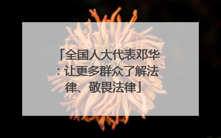 全国人大代表邓华：让更多群众了解法律、敬畏法律