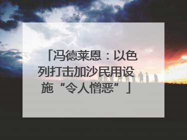 冯德莱恩：以色列打击加沙民用设施“令人憎恶”