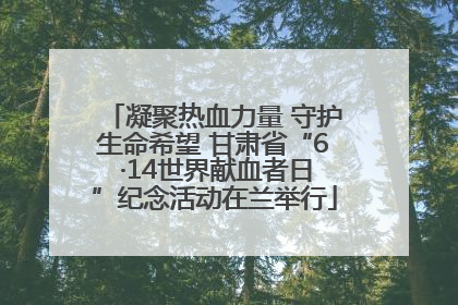凝聚热血力量 守护生命希望 甘肃省“6 ·14世界献血者日”纪念活动在兰举行