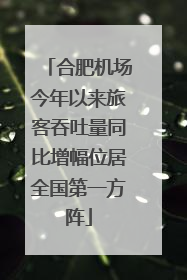 合肥机场今年以来旅客吞吐量同比增幅位居全国第一方阵