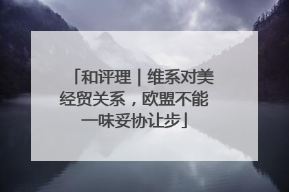 和评理｜维系对美经贸关系，欧盟不能一味妥协让步