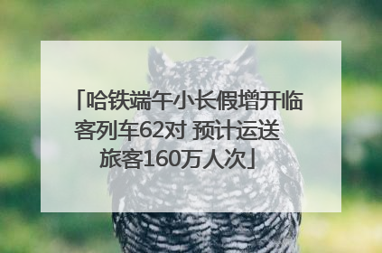 哈铁端午小长假增开临客列车62对 预计运送旅客160万人次