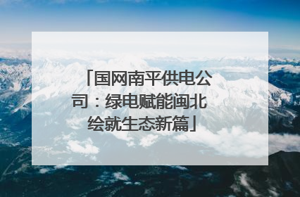 国网南平供电公司：绿电赋能闽北 绘就生态新篇
