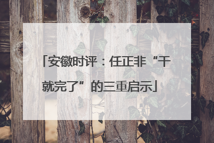 安徽时评：任正非“干就完了”的三重启示
