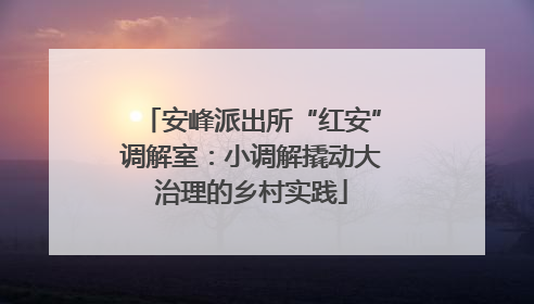 安峰派出所“红安”调解室：小调解撬动大治理的乡村实践