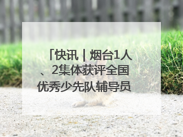 快讯｜烟台1人、2集体获评全国优秀少先队辅导员、集体荣誉称号