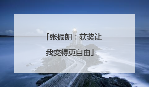 张振朗：获奖让我变得更自由