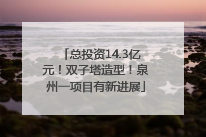 总投资14.3亿元！双子塔造型！泉州一项目有新进展