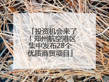 投资机会来了！郑州航空港区集中发布28个优质商贸项目