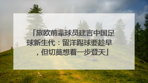 旅欧前辈球员建言中国足球新生代：留洋踢球要趁早，但切莫想着一步登天