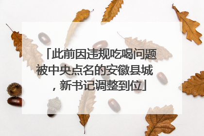 此前因违规吃喝问题被中央点名的安徽县城，新书记调整到位