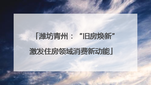 潍坊青州：“旧房焕新”激发住房领域消费新动能