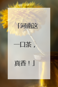 河南这一口茶，真香！