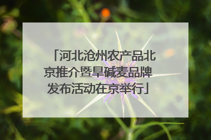 河北沧州农产品北京推介暨旱碱麦品牌发布活动在京举行