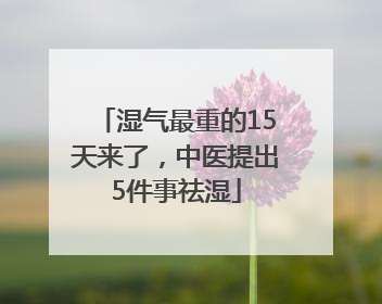湿气最重的15天来了，中医提出5件事祛湿