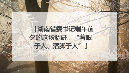 湖南省委书记端午前夕的这场调研，“着眼于人、落脚于人”