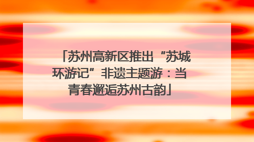 苏州高新区推出“苏城环游记”非遗主题游：当青春邂逅苏州古韵
