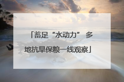 蓄足“水动力” 多地抗旱保粮一线观察