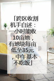 跨区收割机手自述：一小时能收10亩地，有地块每亩低至35元，中午基本不吃饭