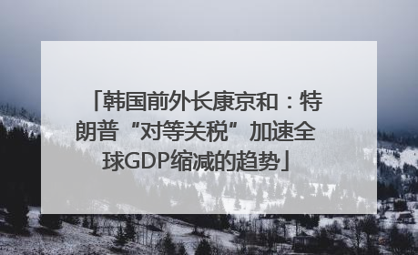 韩国前外长康京和：特朗普“对等关税”加速全球GDP缩减的趋势