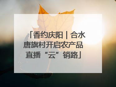 香约庆阳｜合水唐旗村开启农产品直播“云”销路