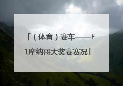 （体育）赛车——F1摩纳哥大奖赛赛况