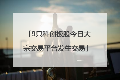 9只科创板股今日大宗交易平台发生交易